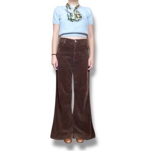 Rollas East Coast Flare High Rise Chocolate Brown Corduroy Cord Pants Sz 33 $139